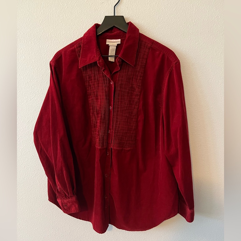 Vintage Rich Red Corduroy Jewel Tone Button Down